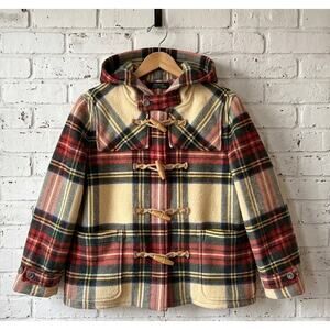 Polo Ralph Lauren Plaid Wool Toggle Duffel Coat XL Tartan Hooded Jacket